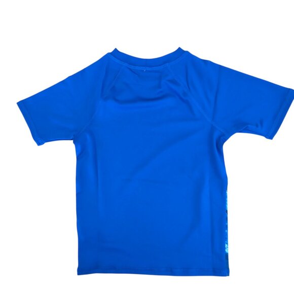 🔴 Lands' End Shirt Boys XXS 2-3 Blue Shark Galaxy Print Short Sleeve Swim Top - Picture 4 of 8